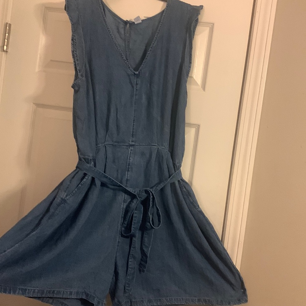 Denim Romper With Pockets